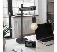 Lampe De Table En Bois Vintage Noir Mobile H 56,5cm