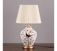 Lampe De Table en Céramique Américaine en Forme De Fleur Et D'oiseau, Lampe De Table Chinoise E27, Lampe De Chevet Classique De Style Cottage pour Chambre à Coucher, Salon, Bureau, C