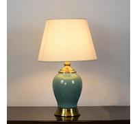 Lampe de table en céramique avec abat-jour en tissu, design vintage pour chambre à coucher, lecture et éclairage de table de chevet
