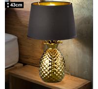 Lampe À Poser Pineapple En Tissu Noir-Or, 45 Cm Noir