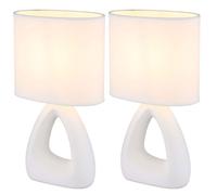 Lampe De Table Lampe D'Appoint Lampe De Chevet Salon Textile Blanc Céramique 2x
