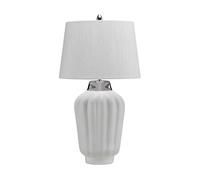 Lampe De Table En Céramique Et Tissu 56,2 Cm Blanche E27 Classique