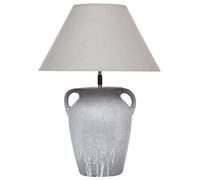 Lampe de Table en Céramique Grise et Lin à Poignées Abat-Jour Conique 49 cm de C