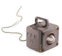 Lampe De Table En Céramique Industrielle H: 20 Cm Petite Taupe Fait Main E27