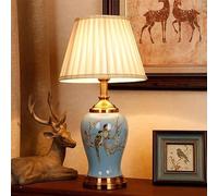 Lampe de table en céramique - Motif floral - Oiseau - Lumière pour chevet - Salon d'étude dans les maisons, villas, hôtels