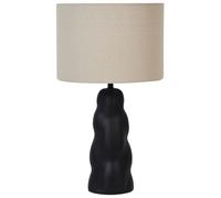 Lampe de Table en Céramique Noire Lin et Polyester Abat-Jour en Tambour 51 cm de