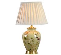 Lampe de table en céramique peinte à la main, motif fleurs et oiseaux, style chinoiserie rétro, LED, abat-jour en tissu, lampe de chevet en céramique, pour chambre, salon ou bureau, 1-40 x 65 cm