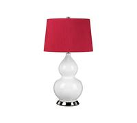 Lampe De Table En Céramique Tissu Blanc Rouge 64Cm E27 Chambre À Coucher Salon