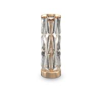Lampe De Table En Cristal Et Métal H: 58 Cm Ø 20 Cm 2X E14 En Or Art Déco