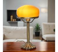 Lampe De Table En Forme De Champignon En Laiton Bronze Avec Verre Orange