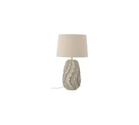 Lampe de table en grès beige, E27, 1 ampoule, abat-jour lin blanc, faite main - Bloomingville, Natika - 38x38x64 cm