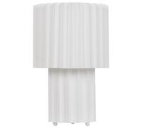 Lampe de Table en Lin Blanc Base et Abat-Jour Plissés en Tambour 40 cm de Chevet