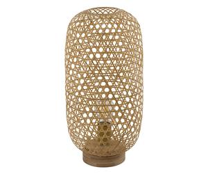 Lampe de table en maille de bambou lampe de table lampe de côté en bambou salon bohème, naturel, télécommande dimmable, 1x LED RVB 8,5W 806Lm blanc chaud, DxH 22x46 cm