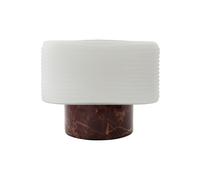 Lampe de table en marbre marron, corps en verre, E14, 1 ampoule - House Doctor, Neat - 24x24x21 cm