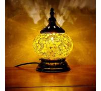 Lampe de table en mosaïque exotique turque avec verre décoratif de style marocain fait à la main Ombre de lampe rétro avec lumières de bureau décoratives USB