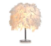 GUANSHAN Lampe de table en plumes blanches, lampe de chevet, lampe de bureau, abat-jour en plumes pour chambre à coucher, décoration de la maison, accessoires de photographie, STYLE 1, M