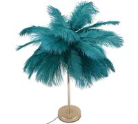 Lampe De Table En Plumes D'autruche G4 Ampoule Veilleuse Lumière De Chevet Led Lumière D'ambiance Décorative Pour Chambre D'enfant Mariage D'anniversaire(Prise Ue Vert Foncé