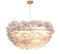Lampe de Table en Plumes, Lampe de Chevet pour Chambre à Coucher, Suspension en Plumes Grises, plafonnier en oie Naturelle tissée à la Main, Lampe de Plafond pour Bar, sa