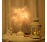 Lampe De Table En Plumes, Lampe De Chevet Pour Chambre D'Adolescent Abat-Jour De Table En Plumes DéCoration De Chambre à Coucher Convient Pour Chambre à Coucher Salle D'éTude Salon Mariage Café(Blanc)