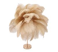 Lampe de Table en Plumes, Lampe en Plumes d'autruche à 3 Modes avec Base à Interrupteur Tactile, Lampe de Table de Chevet pour Chambre à Coucher, Table de Chevet, Chambre de Fille (Bronzage léger)