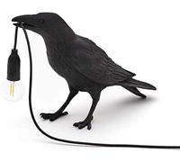 Lampe de table en résine pour chambre à coucher, bureau, table de chevet, applique murale, style corbeau - Noir et blanc