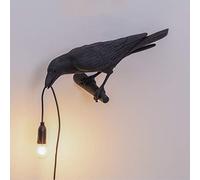 Lampe de table en résine pour chambre à coucher, bureau, table de chevet, applique murale, style corbeau - Noir et blanc