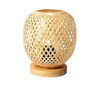 ＡＷＨＡＯ Lampe de Table en Rotin, Bambou Tissé Lampe de Table Design Style Japonais, Lampe de Chevet en Bambou Décoration avec Base, Lampe de Bureau pour Bureau Chambre Maison