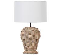 Beliani Lampe de Table en Rotin Clair Coton et Polyester Abat-Jour en Tambour 49 cm de Chevet Furelos