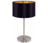 Lampe de table en textile MASERLO 1 ampoule nickel satiné Hauteur 42 Cm Noir G
