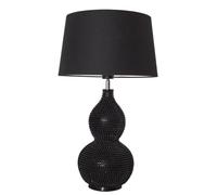 Lampe De Table En Tissu Métal E27 56,5 Cm Noir Moderne De Chevet