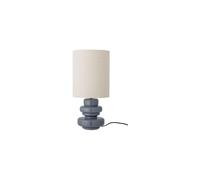 Lampe de table en verre bleu, abat-jour lin blanc, E27, 1 ampoule - Bloomingville - 24x24x51 cm