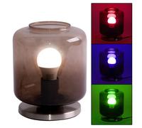 Lampe de table en verre brun Lampe de chevet Vintage Abat-jour en verre, chocolate, télécommande à intensité variable, 1x RGB LED 8,5W 806Lm blanc chaud, DxH 18x21,5 cm