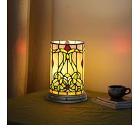 Lampe de table en verre coloré style Tiffany Matam salon chambre chevet fleur vase décor petite veilleuse mignon enfants accent LED cylindre vintage lampe de bureau