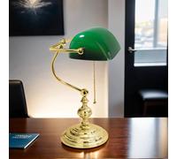 Lampe De Table En Verre Et Laiton Massif 39 Cm E27 Poli Vert Style Art Nouveau