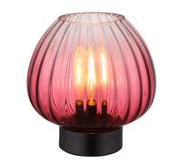 Lampe de table en verre Lampe de chevet Lampe de salon rouge noir, interrupteur, métal, douille E27, DxH 23x23,5 cm
