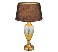 Lampe de table en verre Lampe de chevet moderne Lampe d'appoint Textile noir, métal, 1x douille E27, DxH 38x66 cm