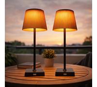 Lampe de table Lampe de table extérieure LED noir marron Touchdimmer Batterie Lampe de jardin USB, métal, blanc chaud/blanc froid, DxH 13x38 cm, lot de 2