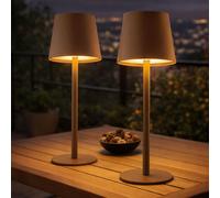 Lampe de Table Extérieur Intérieur Marron Variateur Tactile LED Akku USB 2er Set