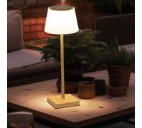 Lampe de table extérieure Lampe de table LED aspect bois Touchdimmer Batterie variable Lampe de jardin USB, blanc chaud/blanc froid, DxH 13x38 cm