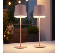 Lampe de table Lampe de table d'extérieur rose LED Touchdimmer Batterie dimmable Lampe de jardin USB, blanc chaud/blanc froid, DxH 8,5x28 cm, lot de 2