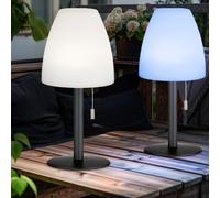Lampe de table à intensité variable Lampe d'extérieur LED Lampe de table Lampe de jardin Lampe à accu Lampe de terrasse, changement de couleur RVB, 1,5W 170lm blanc chaud, DxH 14 x 30 cm, 2 pièces
