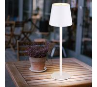 Lampe de table lampe d'extérieur dimmable lampe de table LED batterie USB lampe de jardin, métal plastique opale blanche, 3W 130Lm blanc chaud, DxH 10,6x36 cm