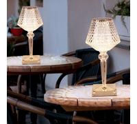 Lampe de Table Feu Latéral Cristaux Tdc Batterie Variateur Tactile LED 2er Set