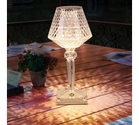 Lampe de table LED, lampe d'appoint, lampe de chevet, lampe de salon, lampe en cristal avec variateur tactile, batterie rechargeable, câble USB, blanc chaud/blanc froid, H 26 cm