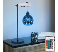 Lampe de table LED dimmable avec lampes de table télécommandées liseuse or noir réglable en hauteur, changement de couleur RVB, cristaux métal, 8,5W 806lm blanc chaud, LxPxH 34x18x55 cm