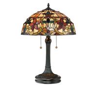 Lampe de Table Feu Latéral Salon Verre Tiffany Métal Bronze H