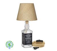 ledscom.de Lampe de table FLAKO, câble de chanvre, abat-jour beige naturel, incl. E27 LED, classe d'efficacité énergétique A (blanc chaud, 4W, 848lm) sans bouteille