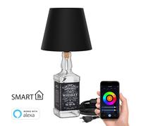 Lampe de table FLAKO Câble textile + abat-jour noir incl. lampe E27 RGB smart