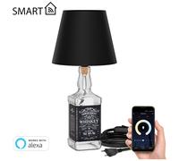 Lampe de table FLAKO Câble textile + abat-jour noir incl. lampe E27 smart