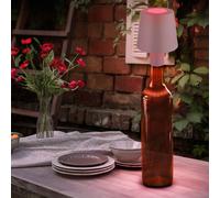 Lampe de table LED RGB Batterie Lampe pour bouteille Rehausse Goulot de bouteille Lampe décorative Touchdimmer, USB, gris, 1W blanc froid, DxH 10,5x14 cm